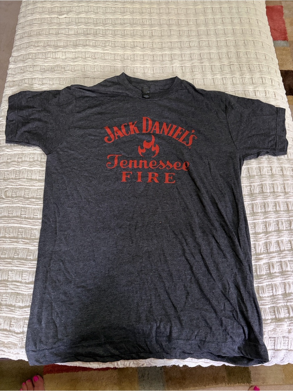 Jack Daniels Charcoal Tee with Red Tennessee Fire Logo